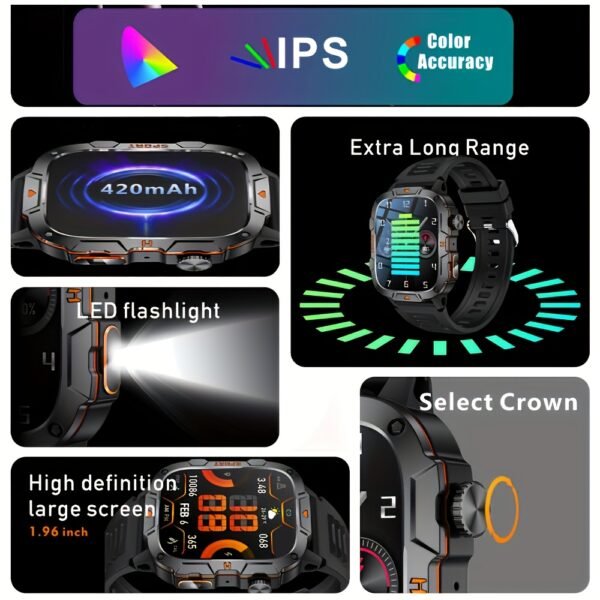smart watch with a large 420 mAh battery