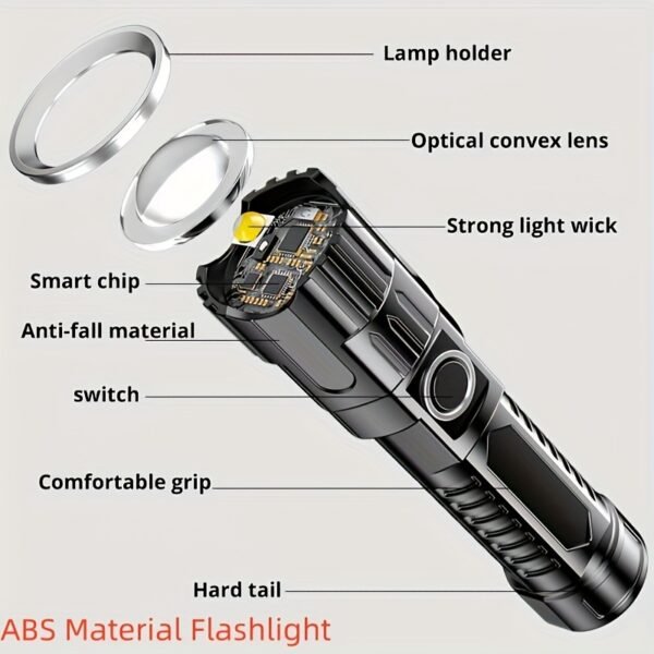 Rechargeable flashlight with telescopic zoom