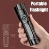 Rechargeable flashlight with telescopic zoom