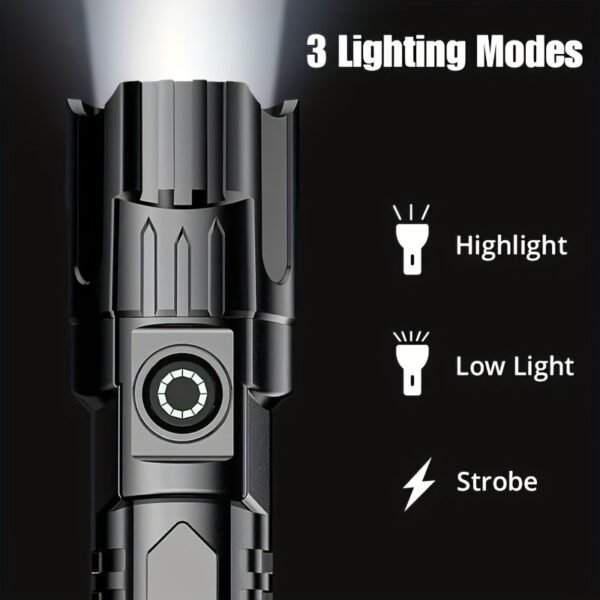 Rechargeable flashlight with telescopic zoom