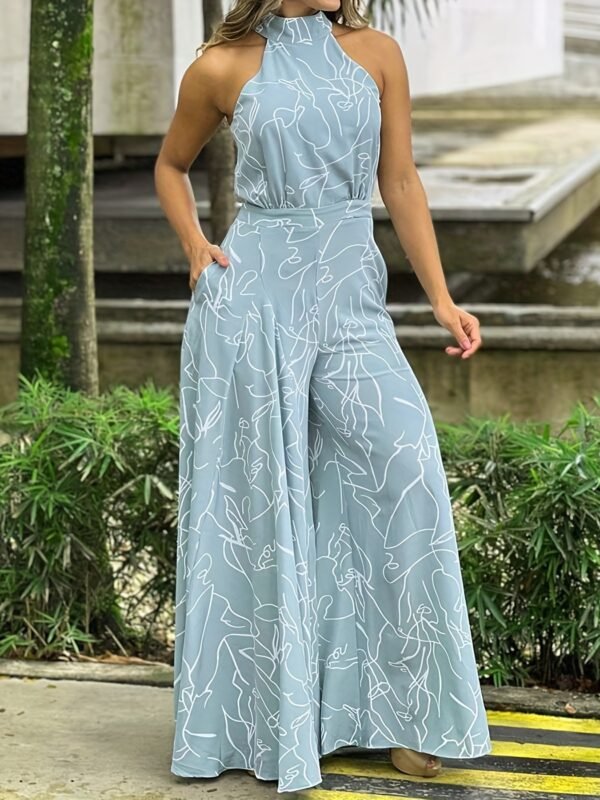 1d7d2cc902bdd1c5923f579bb497d869.jpg Elegant Waist Halter Jumpsuit, Casual Print Tie