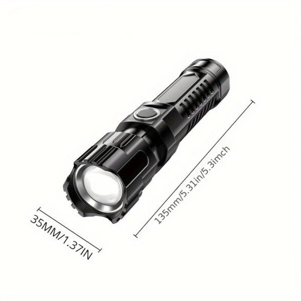 Rechargeable flashlight with telescopic zoom