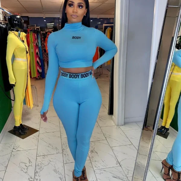 Hot Cross-border Trade Sexy Solid Color Tight Long-sleeved Suit