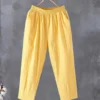 Pants Casual Cotton Linen LOOSE Solid Ankle-Length Pants Elastic Waist