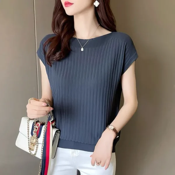 Short Sleeve Knitted Tops Sweater  Pullovers