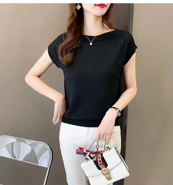 Short Sleeve Knitted Tops Sweater  Pullovers