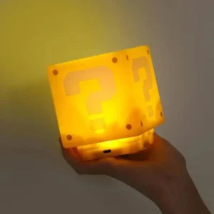 Brick-shaped LED lamp with a question mark and music.