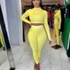Hot Cross-border Trade Sexy Solid Color Tight Long-sleeved Suit