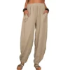 Harem Pants  Vintage Cotton Linen Pants Elastic Waist Wide