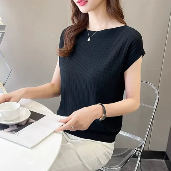 Short Sleeve Knitted Tops Sweater  Pullovers