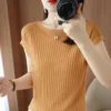 Short Sleeve Knitted Tops Sweater  Pullovers