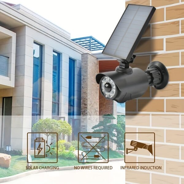 Outdoor solar lamp with anti-theft alarm and person detection.