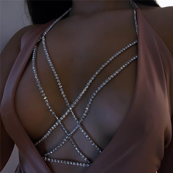 Luxury Cross Chest Chain Shiny Rhinestones