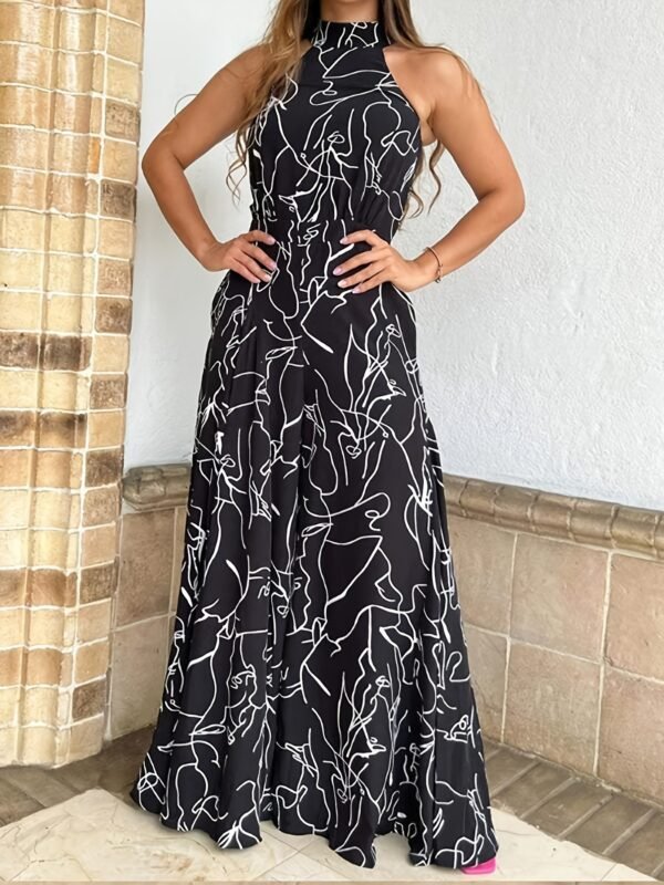 d24433b83acd4898df7b00fd4f4bcdb2.jpg Elegant Waist Halter Jumpsuit, Casual Print Tie