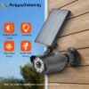 Outdoor solar lamp with anti-theft alarm and person detection.