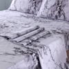 4pcs/set Marble Brushed Fitted Sheet Set